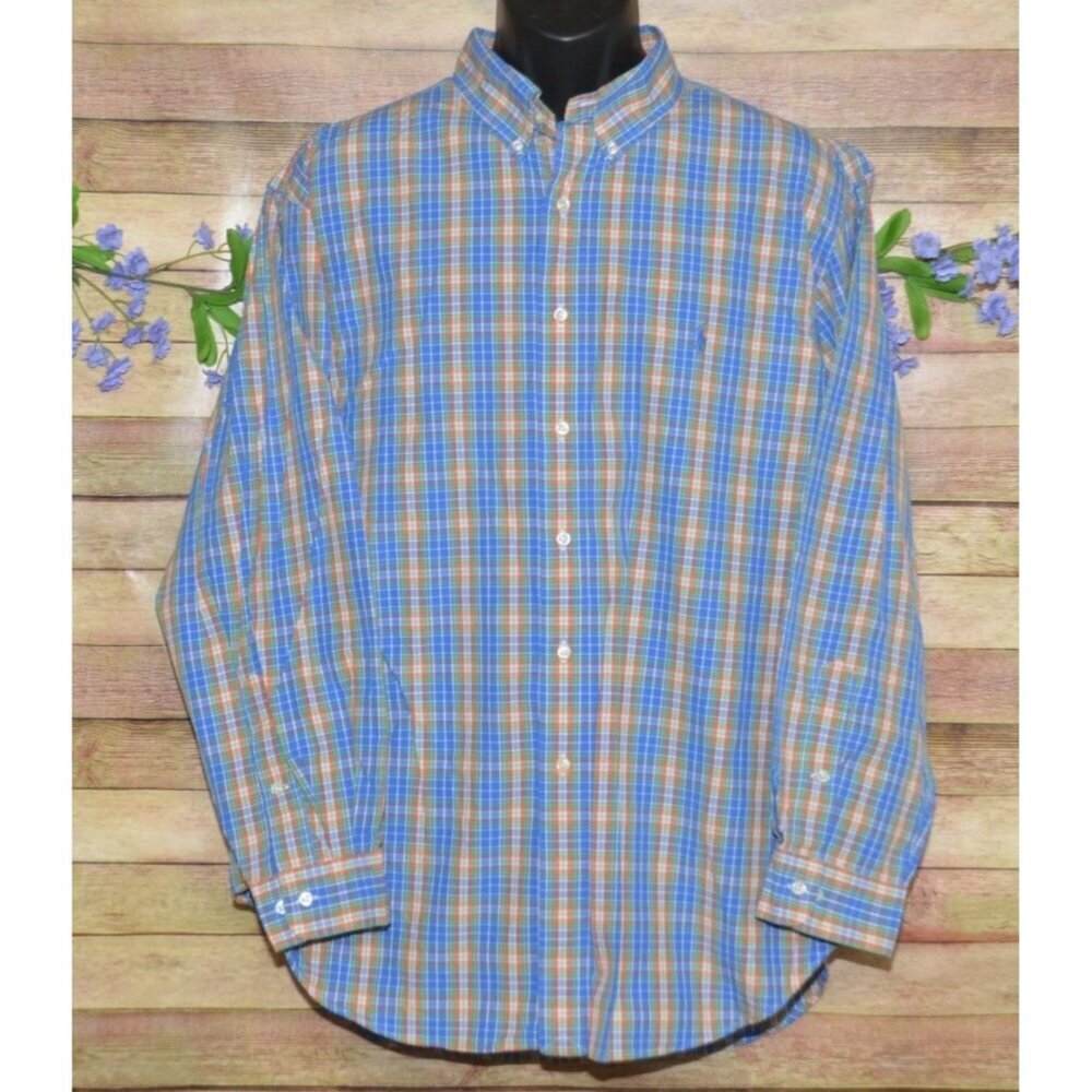 Ralph Lauren Classic Fit Mens 18 34-35 Colorful Plaid Button Down Shirt Logo